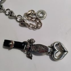 Brighton Purse Fob, Silver color purse fob, Silver  Color Link Belt