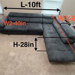 Sectional Sofa / L Shape Couch (10ft X 8ft)