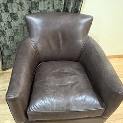 Crate & Barrel Leather Armchair In Excellent Condition