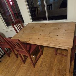 Unstained Table And 4 Chairs