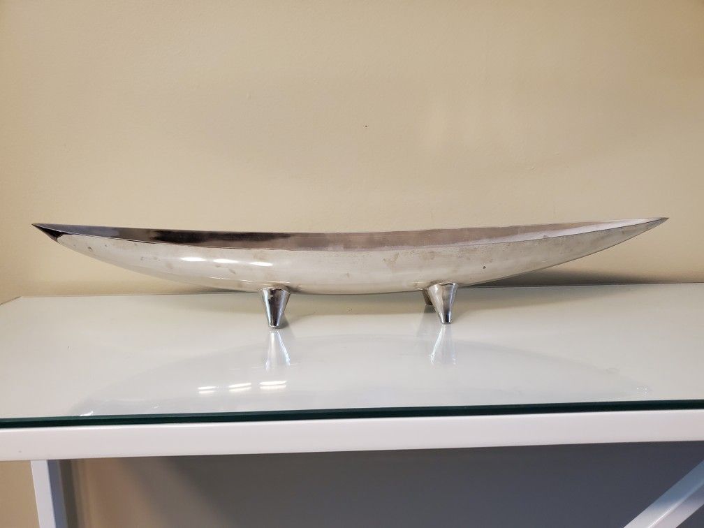 Decorative Metal Silver Boat Bowl / Gondola Tray