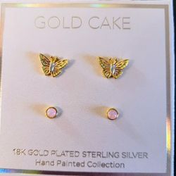 Gold cake butterfly deals earrings