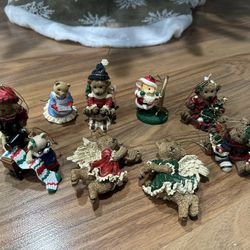 Vintage Super Cute Christmas Tree Ornaments, Teddy Bears, Bears,  Lot of 9 