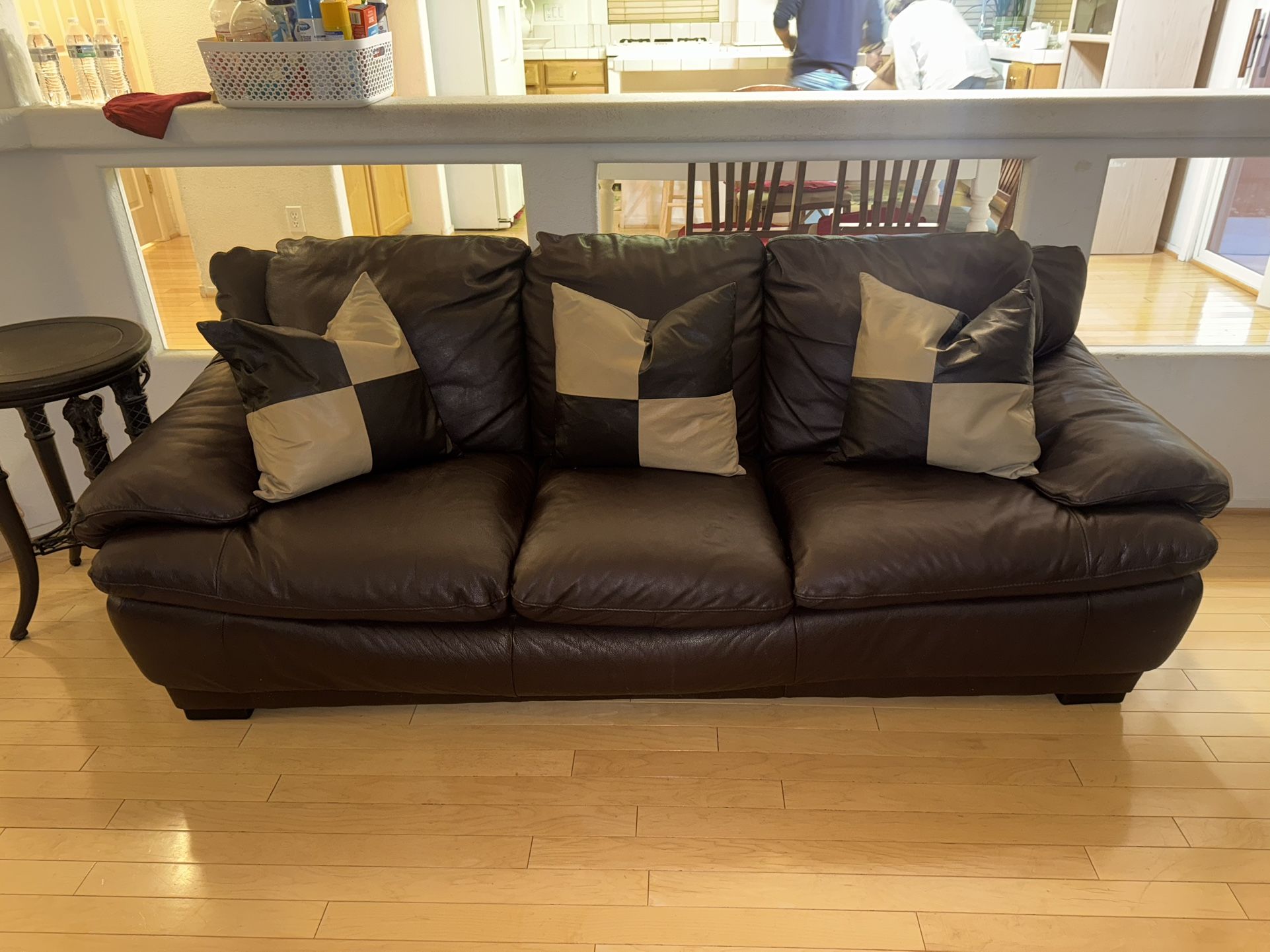 Real Brown Leather Couch/Sofa Set