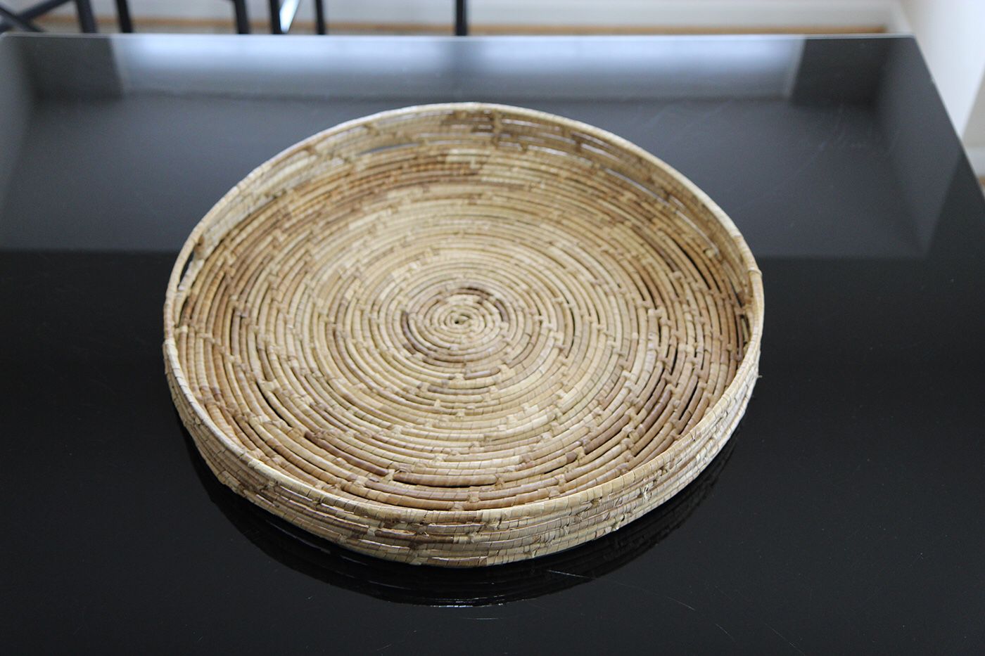 Round Oversized Rattan Weaved Basket Tray