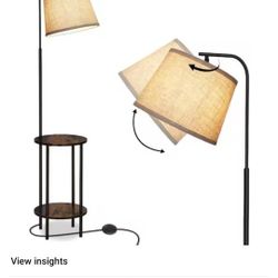 62 in. Black 1-Light Farmhouse Column Floor Lamp for Living Room with Walnut End Table and Fabric Empire Shade