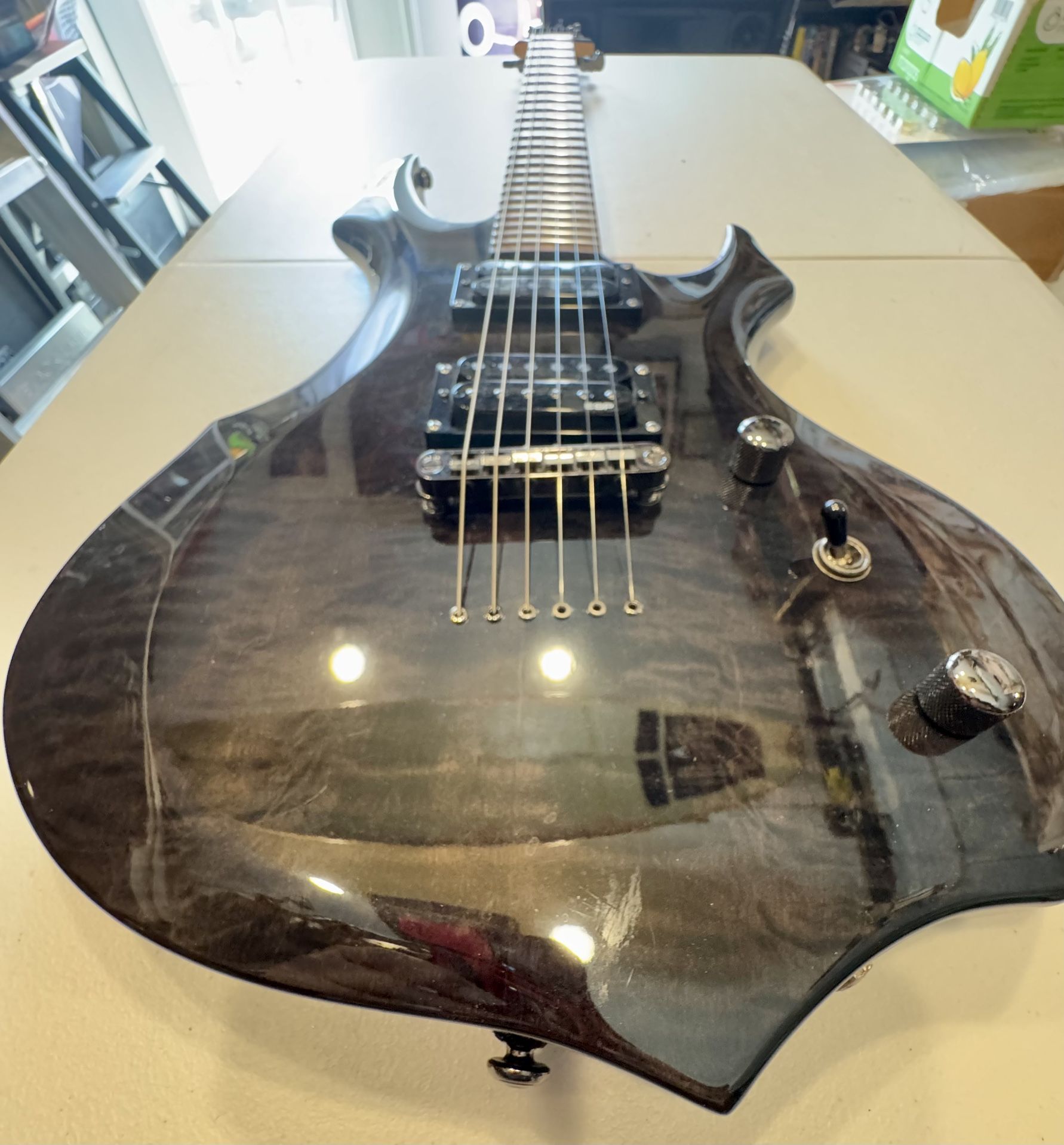 ESP LTD F-100FM 2 Toned Black Brown RH 6-String Solidbody Electric Guitar Flame Like New