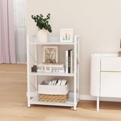 Small Bookshelf for Small Spaces,Modern 3 Tier Bookcase Night Stand, Narrow Book Shelf Organizer, Small Shelf Open Display Rack for Bedroom, Living Ro