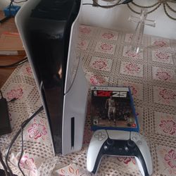 Play Station 5 Slim Disc Version All Cables And One Control And One  Game