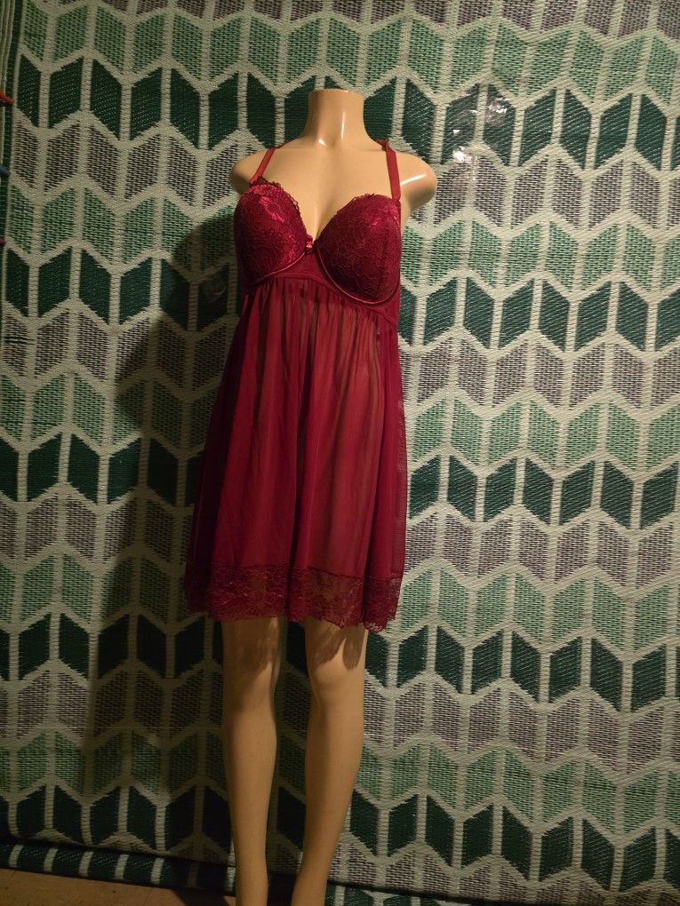 New Burgundy Set Lingerie Size Large Stretch