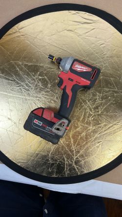 Used Milwaukee 2850-20 M18 Compact Brushless 1/4 inch Hex Impact Driver With M18 5.0Ah Battery, No Charger 