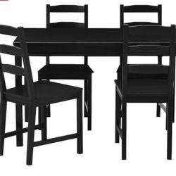 IKEA JOKKMOKK Table and 4 chairs, Black-Brown
