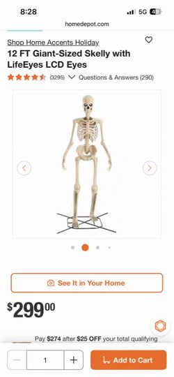 Home Depot 12-Ft Giant  Skeleton with Moving LCD Eyes
