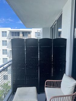 Black Woven 4-Panel Room Divider Screen