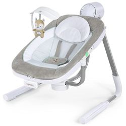 Ingenuity Anyway Sway 5-Speed Multi-Direction Portable Foldable Baby Swing & Infant Seat with Vibrations, Nature Sounds, 0-9 Months 6-20 lbs
