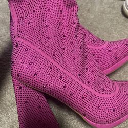 Pink thick Heeled Boots