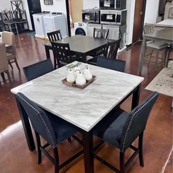Small Square Marble Dining Table 4 Chairs 