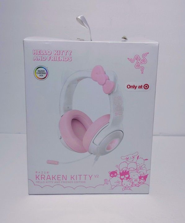 Razer Kraken Kitty V2 Wired USB A Gaming Headset with Kitty Ears and Chroma RGB Lighting - Hello Kitty Edition