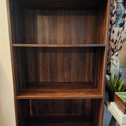 5 Shelf Walnut Bookcase With Adjustable Shelves