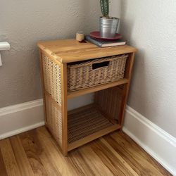 Small Side Table With Wicker Drawer