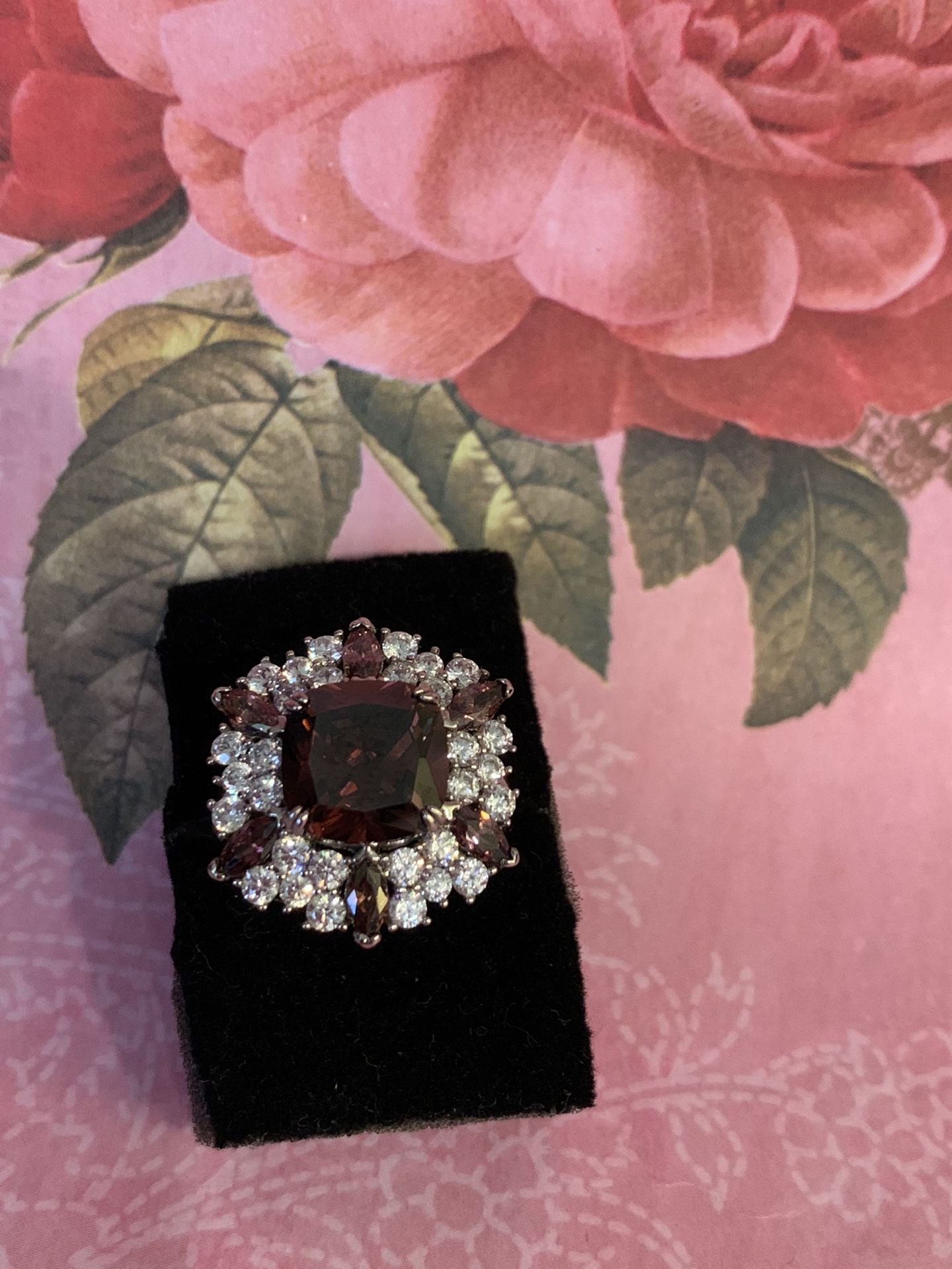 Genuine Rhodolite & Sapphire 925 Ring