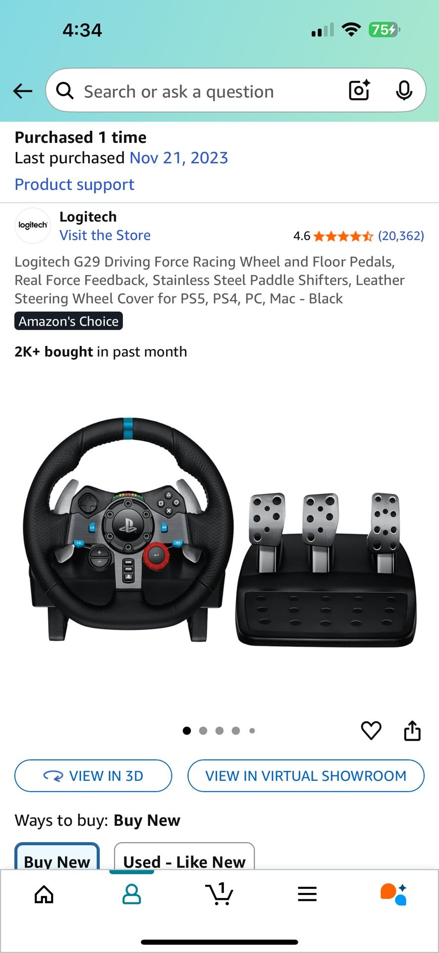 Logitech G29 Driving Force Wheel