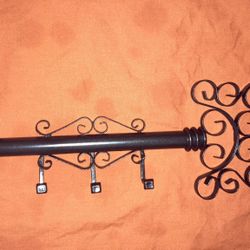 Vintage Mid-Century black  metal key rack, Antique Key Shaped