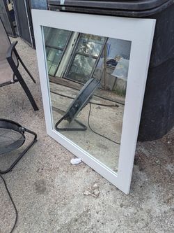 Large White Framed Wall Mirror