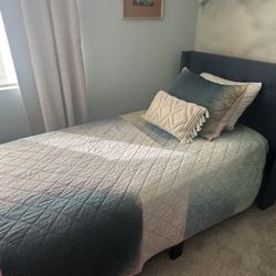 Twin Bed Frame, Mattress, And Quilt