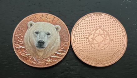 Polar bear 1 oz copper round coin