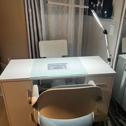 Table and materials for nail technician