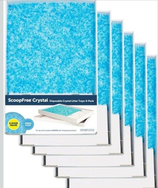 PetSafe ScoopFree Crystal Cat Litter & Refill Tray, Fresh Scent, 4.3 Lb Bag with Each Tray, Pack of 6
