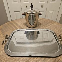 Mid-Century Modern Serving Tray and Ice Bucket