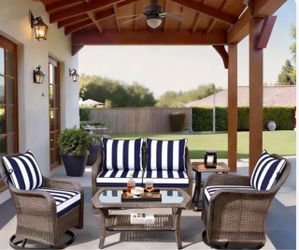 24 x 28 In Patio Furniture Cushions set of 4, Fade Resistant Outdoor Seat Cushions with 4 pairs of Ties, Deep Seat Cushion for Seat Patio Chairs, Ratt