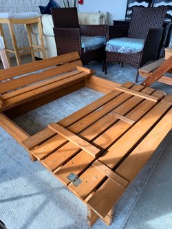 HUGE SALE: 47" Deluxe Cedar Sandbox with Folding Bench Covers - Backyard Fun - Brand New in Box