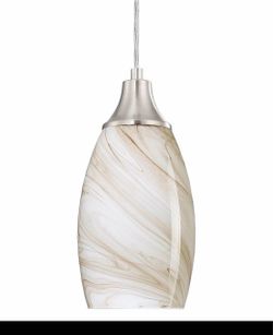 Mini Luces Colgantes Isla de Cocina Pantalla de Lámpara de Vidrio de Mármol Beige Luz Colgante de Vidrio Soplado a Mano con Acabado de Níquel Cepillad