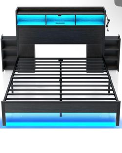 BRAND NEW QUEEN SIZE METEL BED FRAME WOODEN HEAD BOARD W/ STORAGE DRAWS