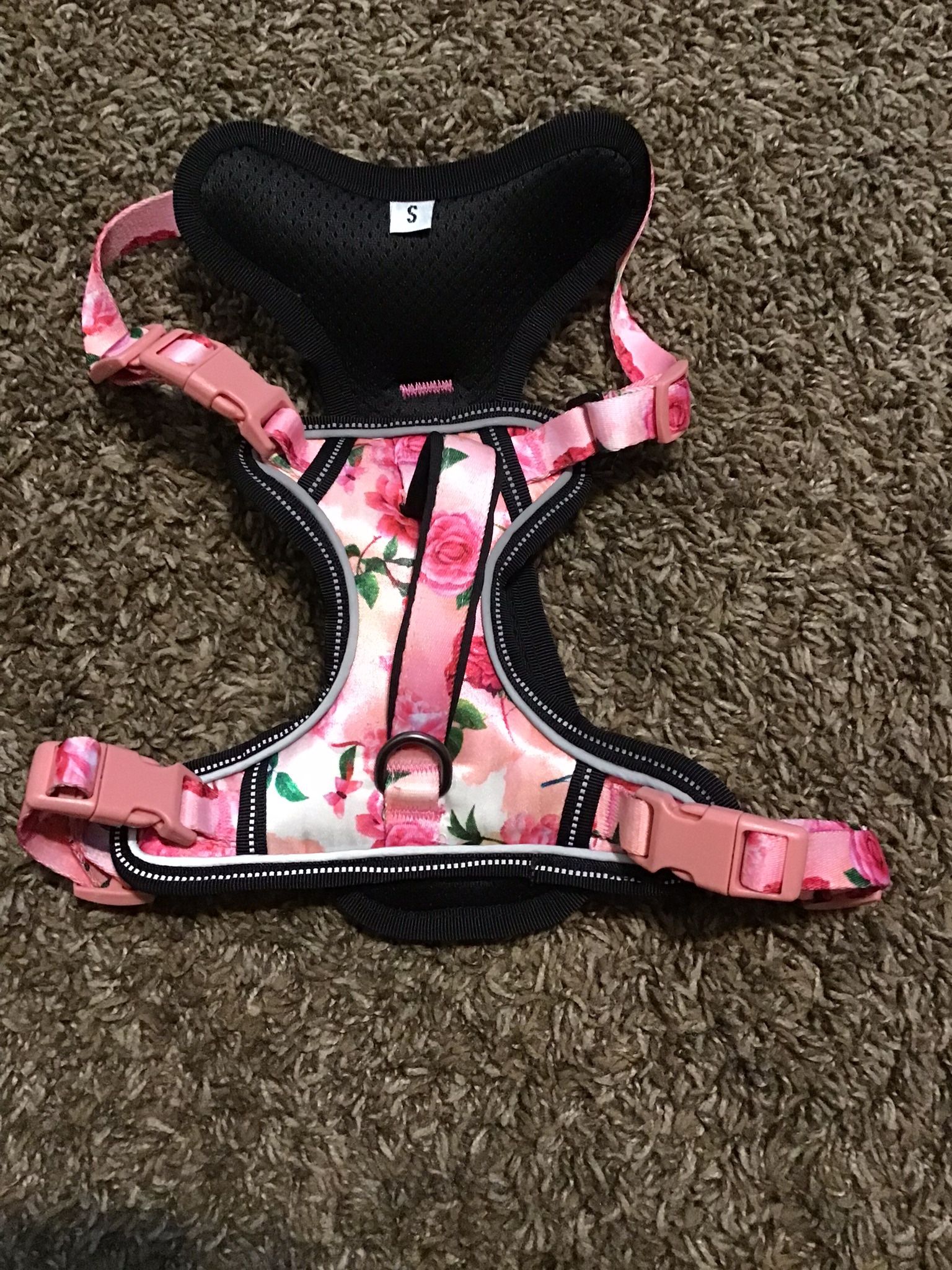 Small pink satin dog harness
