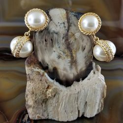 SWAROVSKI Crystal Swan Logo Pearl Earrings 
