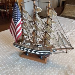 Collectible Vintage Wooden Sailboat 12”x12”