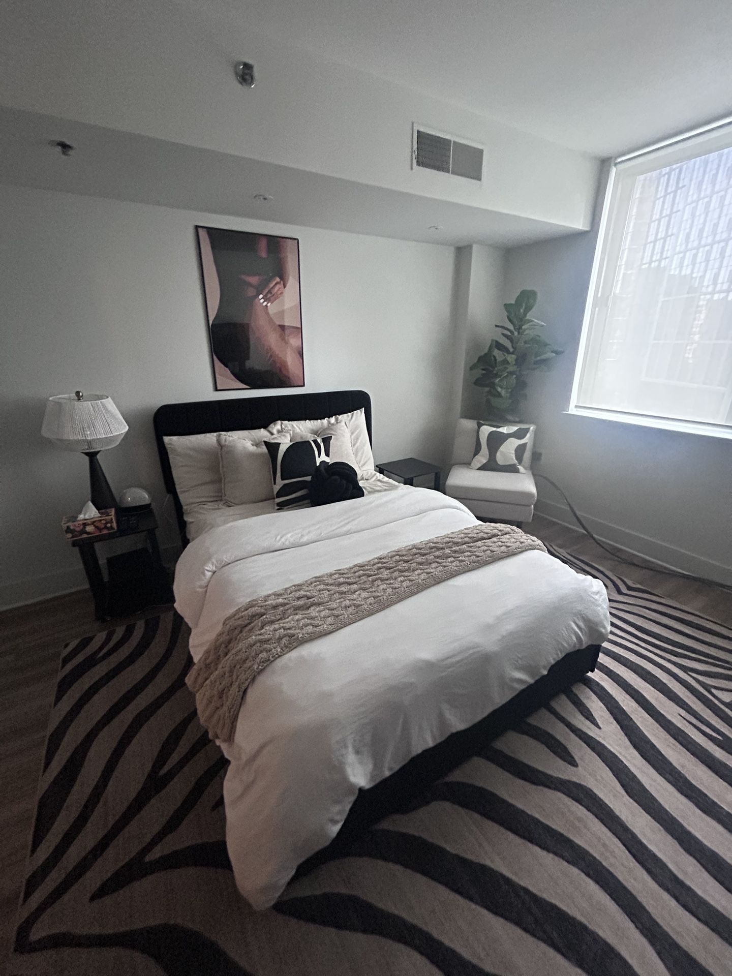 Full Bed Frame With Storage Space & Hybrid Mattress – Optional Bedding & Curtains!