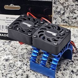 Blue Aluminum Heatsink With Two Cooling Fan For RC Cars/Trucks