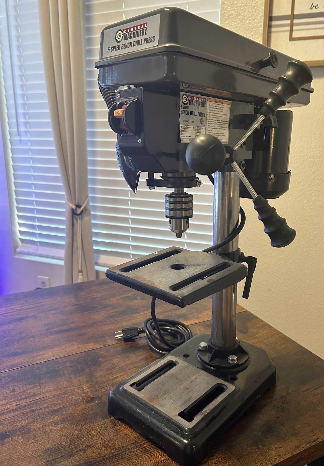 central machinery 5 speed drill press