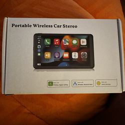 【Hieha】 2025 Wireless Portable Carplay and Android Auto, Carplay Screen for Car with Mirror Link/AUX/FM,7" Touchscreen Bluetooth 5.0, Marine Stereos f