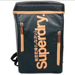 Superdry Fuse Box Waterproof Backpack Black Orange Outdoor Hiking Bag Used
