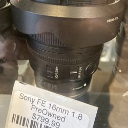 Sony FE 16mm 1.8 G Lens Preowned 