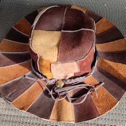 Size 9, All Real Leather Patchwork Hat