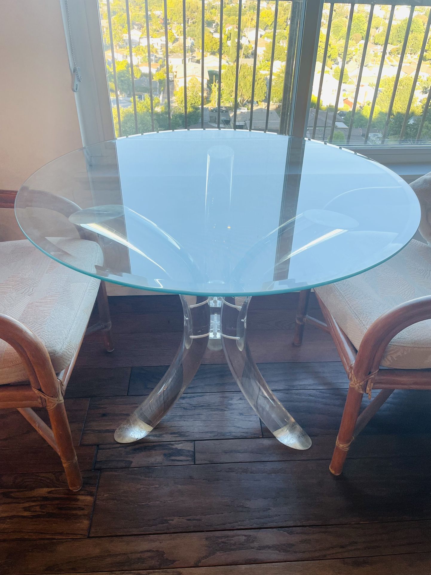 Charles Hollis Jones Mid Century Modern Lucite and Glass 1970s Tusk Table