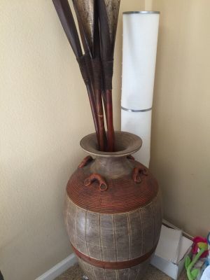 Heavy Ceramic Vase With Decorative Bamboo Sticks For Sale In