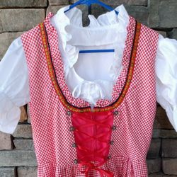 ❤️ Ladies German, European Fraulein, 2 pc. Dress & Costume with Ruffle Trim, Puffy Sleeves & Full Skirt!  🍁❤️🍻 One Size: Fits Like a Women's Medium